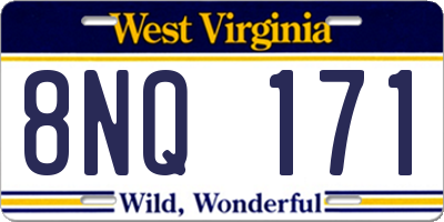 WV license plate 8NQ171
