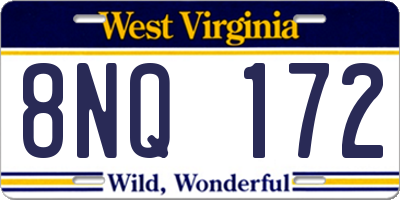 WV license plate 8NQ172