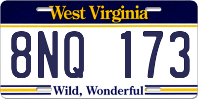WV license plate 8NQ173