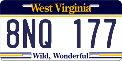 WV license plate 8NQ177