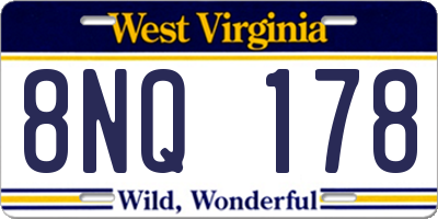 WV license plate 8NQ178