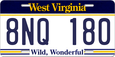 WV license plate 8NQ180