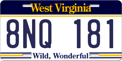 WV license plate 8NQ181