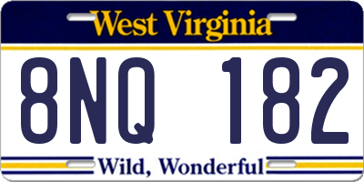WV license plate 8NQ182