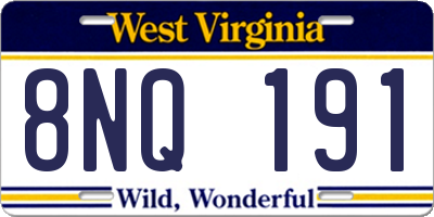 WV license plate 8NQ191