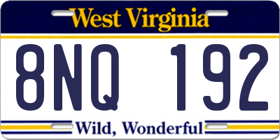WV license plate 8NQ192