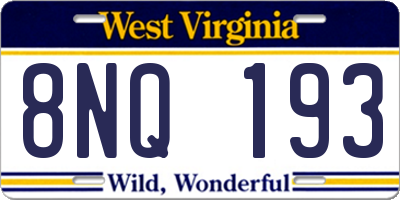 WV license plate 8NQ193
