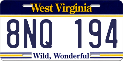 WV license plate 8NQ194