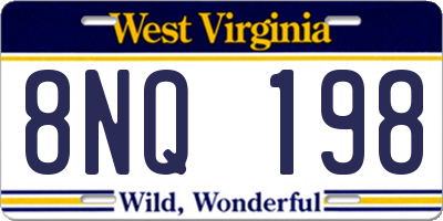 WV license plate 8NQ198