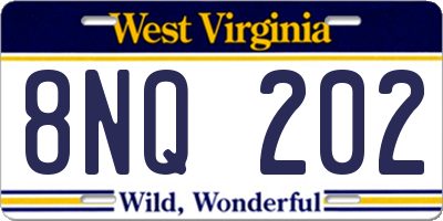 WV license plate 8NQ202