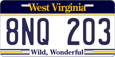 WV license plate 8NQ203