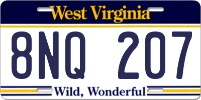 WV license plate 8NQ207