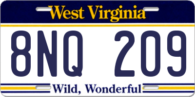 WV license plate 8NQ209