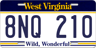 WV license plate 8NQ210