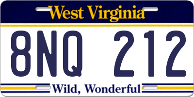 WV license plate 8NQ212