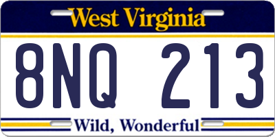 WV license plate 8NQ213