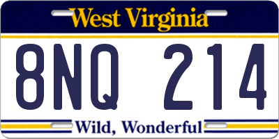 WV license plate 8NQ214