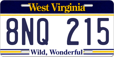 WV license plate 8NQ215