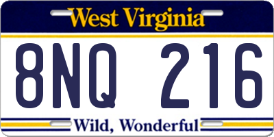 WV license plate 8NQ216