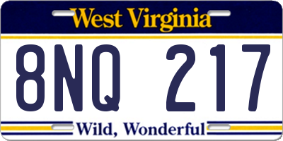 WV license plate 8NQ217