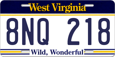 WV license plate 8NQ218