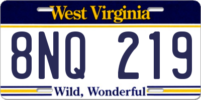 WV license plate 8NQ219