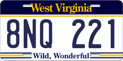 WV license plate 8NQ221