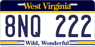 WV license plate 8NQ222
