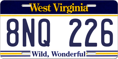WV license plate 8NQ226