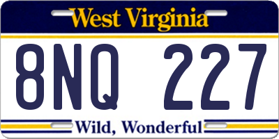 WV license plate 8NQ227