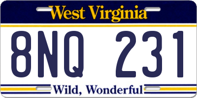WV license plate 8NQ231