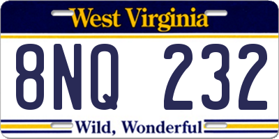 WV license plate 8NQ232