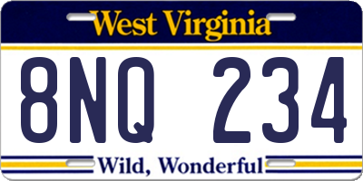 WV license plate 8NQ234