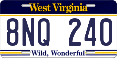 WV license plate 8NQ240