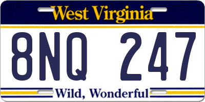 WV license plate 8NQ247