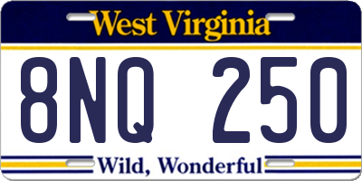 WV license plate 8NQ250