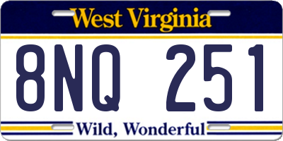 WV license plate 8NQ251