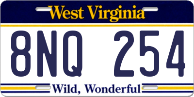 WV license plate 8NQ254