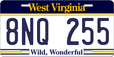 WV license plate 8NQ255