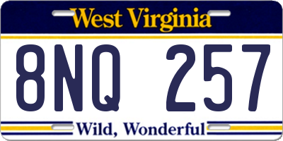 WV license plate 8NQ257