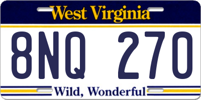 WV license plate 8NQ270