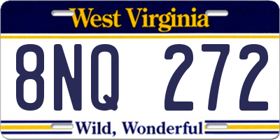 WV license plate 8NQ272