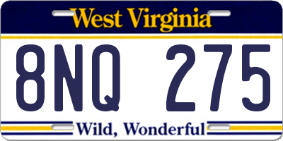 WV license plate 8NQ275