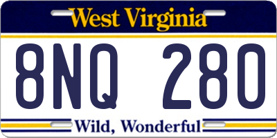WV license plate 8NQ280