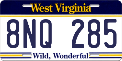 WV license plate 8NQ285