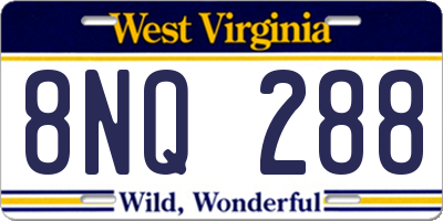 WV license plate 8NQ288