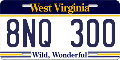 WV license plate 8NQ300