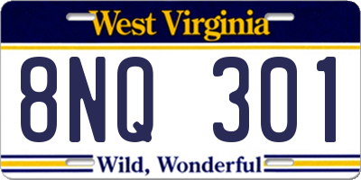 WV license plate 8NQ301