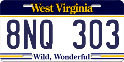 WV license plate 8NQ303