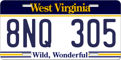 WV license plate 8NQ305